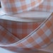RESERVED FOR kathleenmarasco-Peach/White Gingham Ribbon- 13 Yards