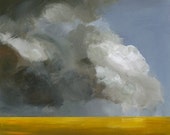 landscape painting, art, wall decor, abstract, gold, grey-"Field Before the Storm" archival landscape print
