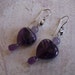 Lepidolite Fluorite Amethyst purple Gemstone Earrings -Heart - STerling SIlver french hook ear wire - Amethyst faceted gemstone briolette