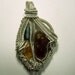 FIre Agate - Yellow Sapphire - Blue Tourmaline - Crystal gem mineral - Sterling Silver - WIre Wrap necklace pendant - mandalarain