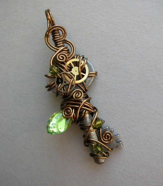 Pale Green Leaf Clockwork Key A Key to Time