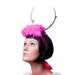 Deer Antler Headband - Pink Faux Fur Shocking Pink - White Pointed Antlers