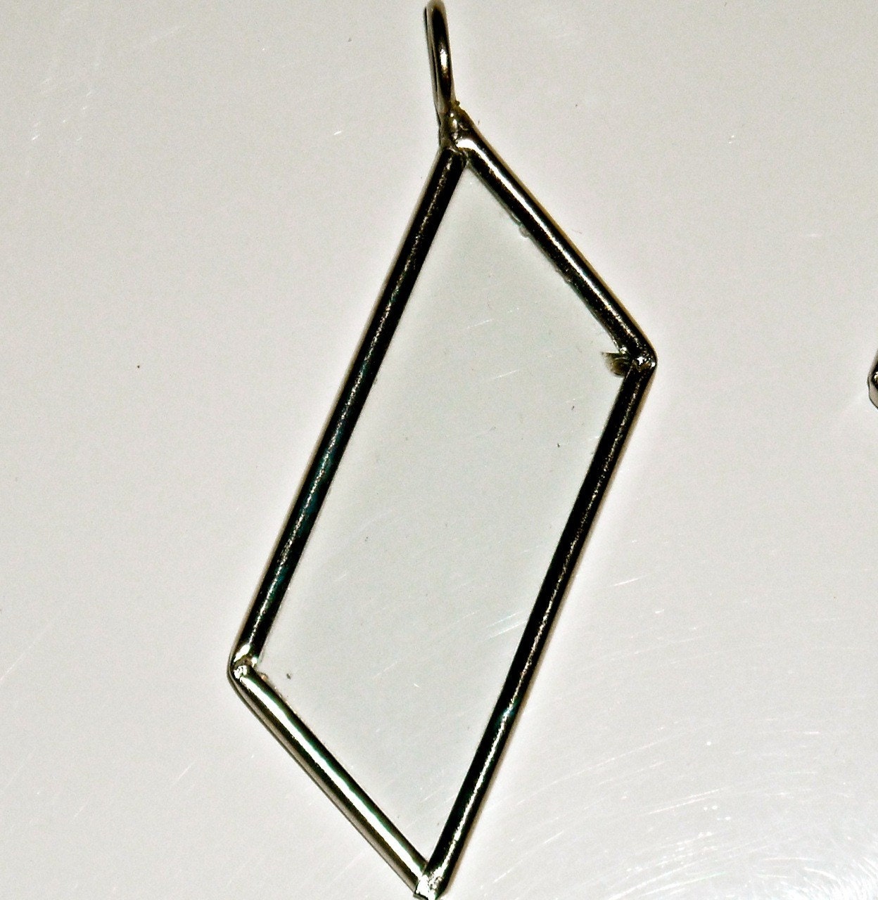 2 inch Parallelogram glass frame pendant jewelry altered art