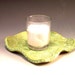 Leaf Design Candle Holder/ Tray in French Country Green