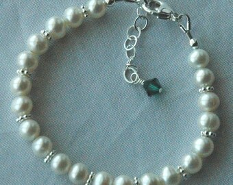 Freshwater Pearl With Birthstone Custom Children Bracelet