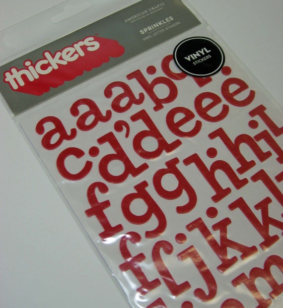 Sprinkles Thickers in Red Vinyl Letter Stickers from