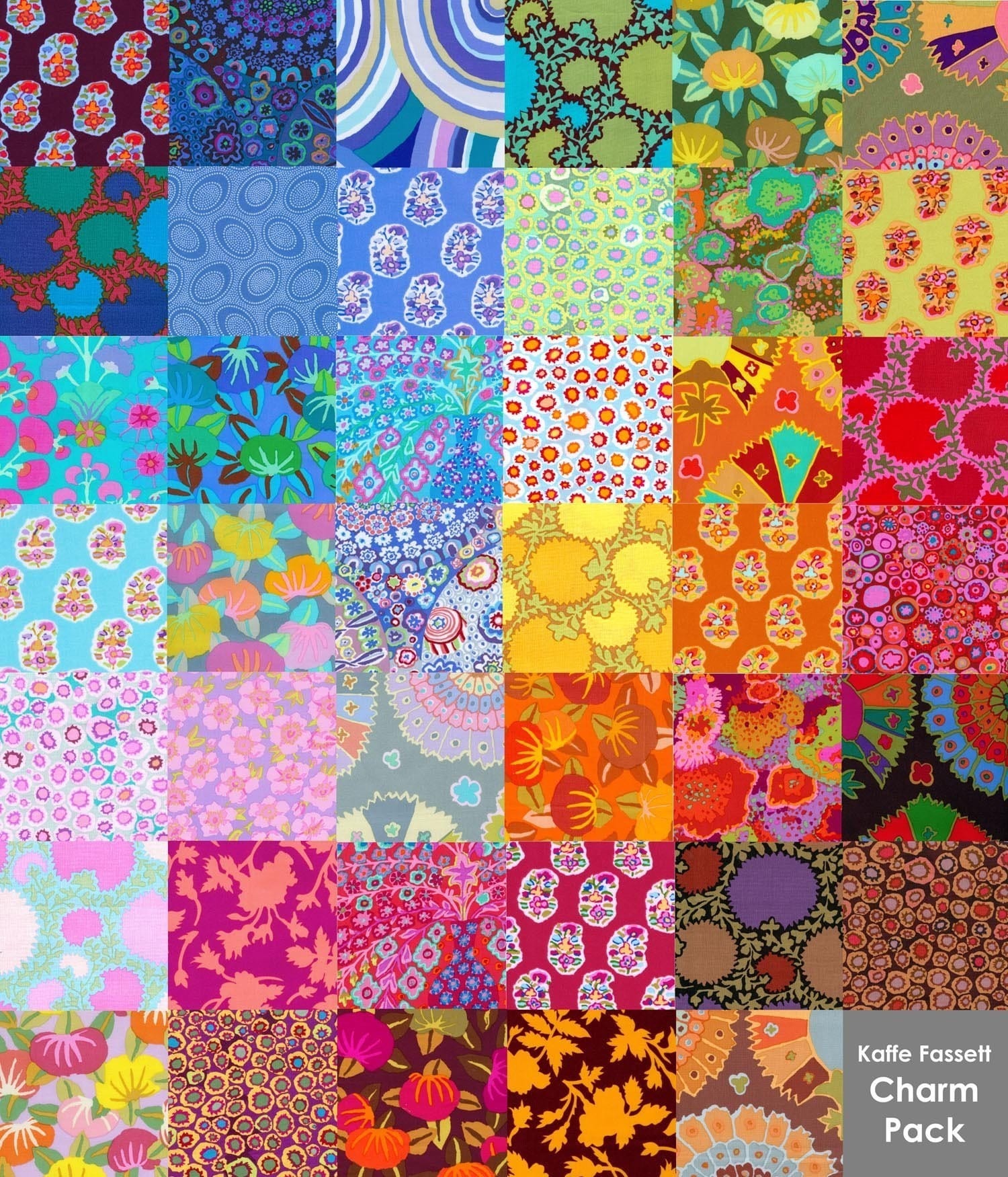 41 Different Kaffe Fassett Fabrics Charm Pack Prewashed