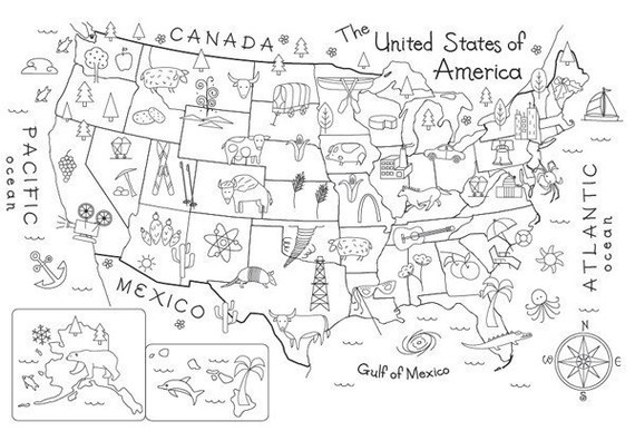 Map of the United States Embroidery Pattern