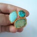 SALE For Your MOTHER-------Triple Gold plated Turquoise and Green Jade RING