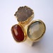 Brown Agatew and druzy Triple RING