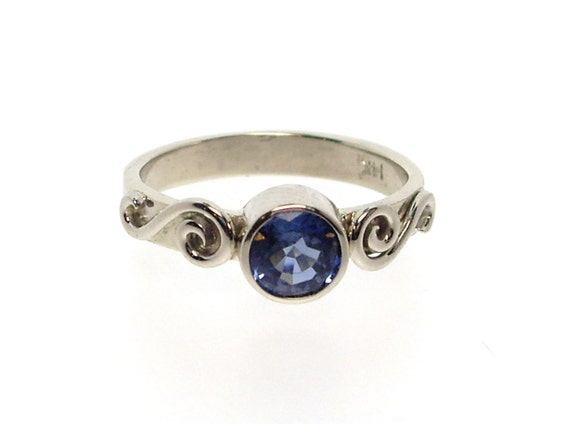 white gold blue sapphire ring