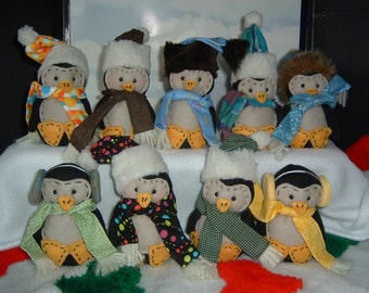 Penguins, Miniature Stuffed Bird Pattern to Sew, INSTANT Download