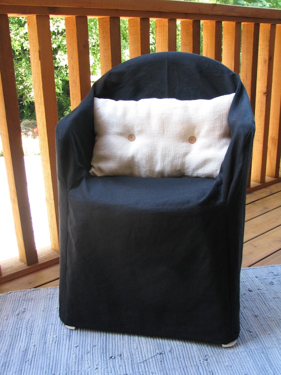 Black Resin Chair Organic Slipcover Hemp Cotton