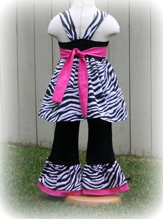 Zebra Pink Girl Outfit Hot Pink Zebra Jumper Top & Leggings