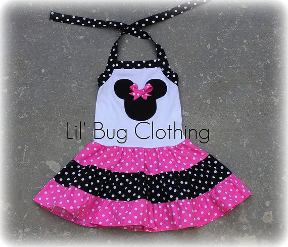 Hot Pink White Polka Dot Minnie Mouse Dress Minnie Mouse Girl