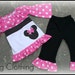 Minnie Mouse Pink and Black Fall Peasant Top and Leggings Girl