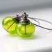 Handmade Earrings, Lime Green Artisan Blown Glass and Gunmetal, Limelight