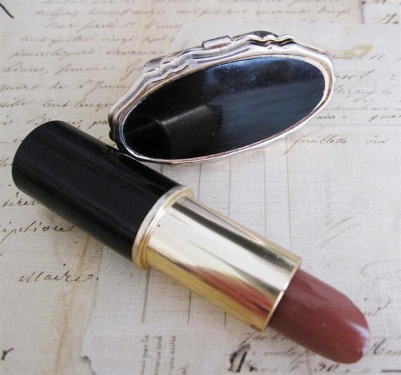 Vintage Black Lipstick Holder Compact with Mirror