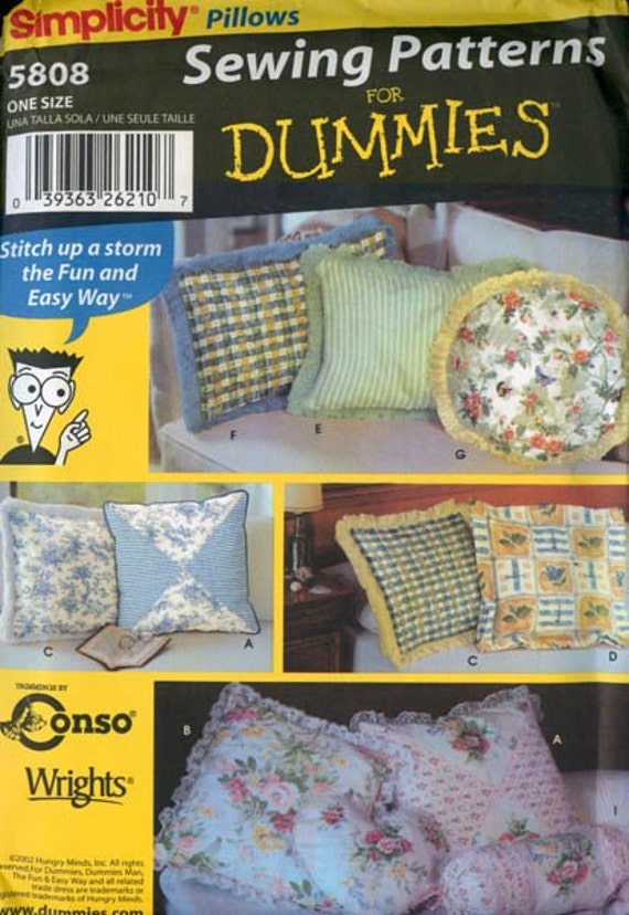 Simplicity 5808 Sewing Pattern for Dummies PILLOWS Uncut