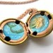 Blonde Mermaid in an Aqua Blue Sea, Hand-Painted Oil Miniature in Locket - Vintage Stock Brass Ball