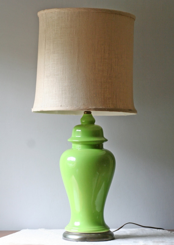 lime green table lamp / ceramic ginger jar / hollywood