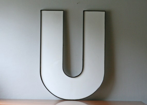 white plastic alphabet letter U initial for wall decor