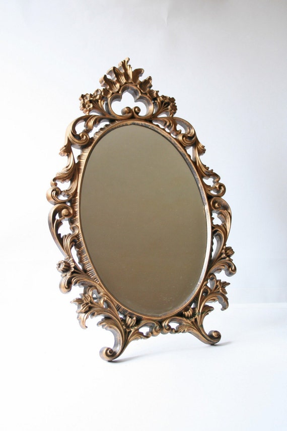 vintage oval mirror with stand