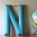vintage large blue wooden letter N