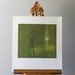 modern lithograph to frame / abstract litho / green cosmic rays / 1960s Seattle Worlds Fair Science Exhibit no.10