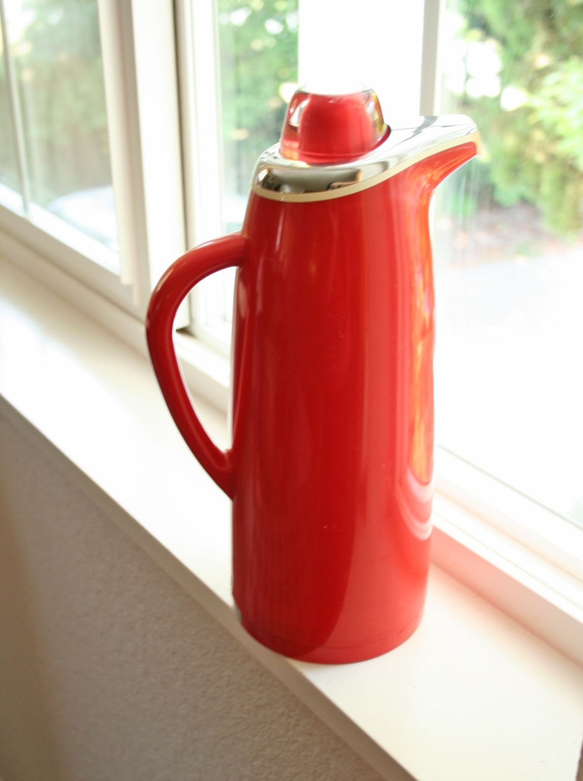 vintage red coffee carafe or serving pitcher thermos by