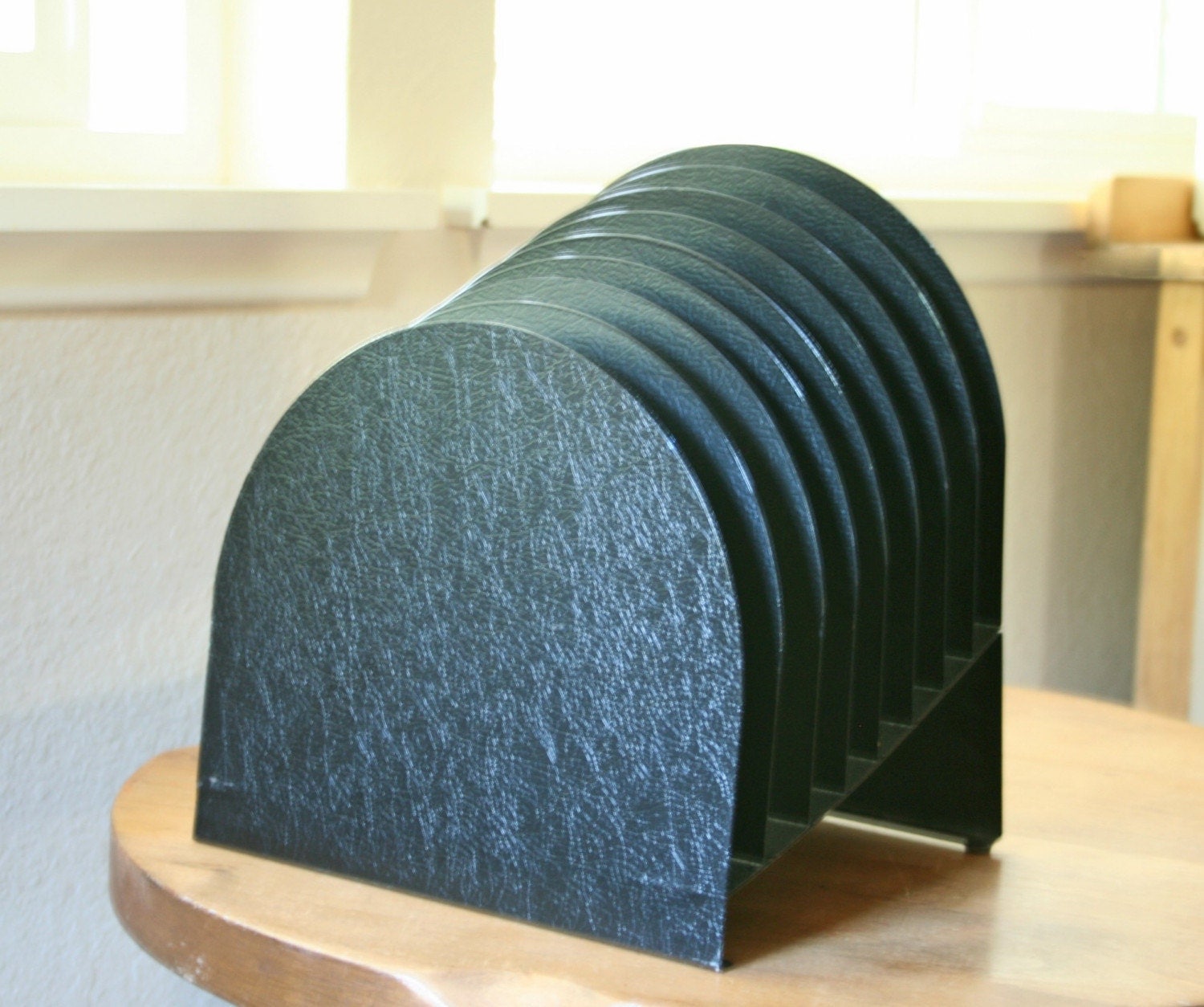 vintage black metal desktop file sorter