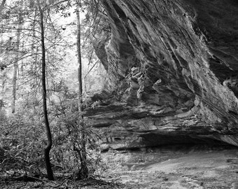 Indian Rock House -- Black and whit e photograph ...