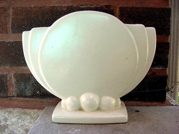 Antique Vintage 30s Matte White Art Deco Pottery Vase