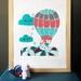 SALE Hot Air Balloon Screen Print 11x14