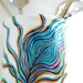Peacock Feather Utensil Holder--Hand Painted on Porcelain
