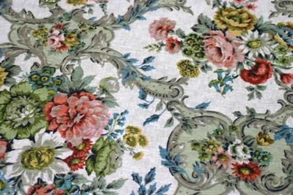 Stunning Vintage Floral Fabric with Nubby Texture SEVEN yards