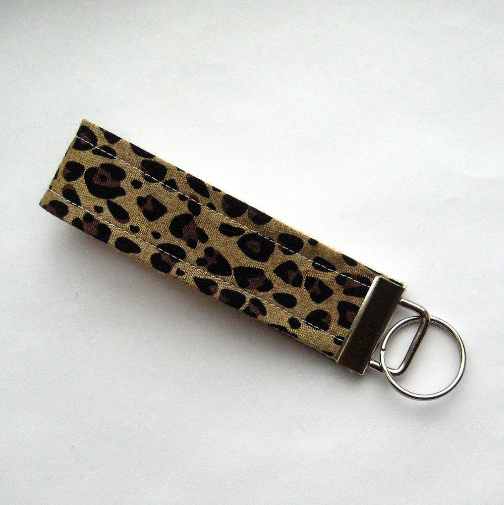 Keychain Fob in Leopard Print Fabric