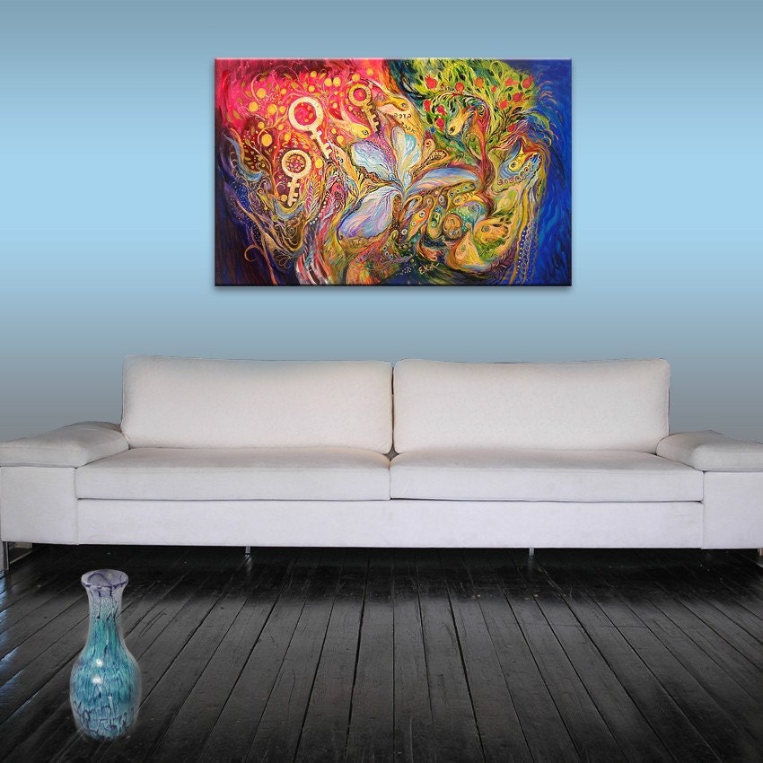 Jewish art original painting with Kabbalah by LenaKotliarker