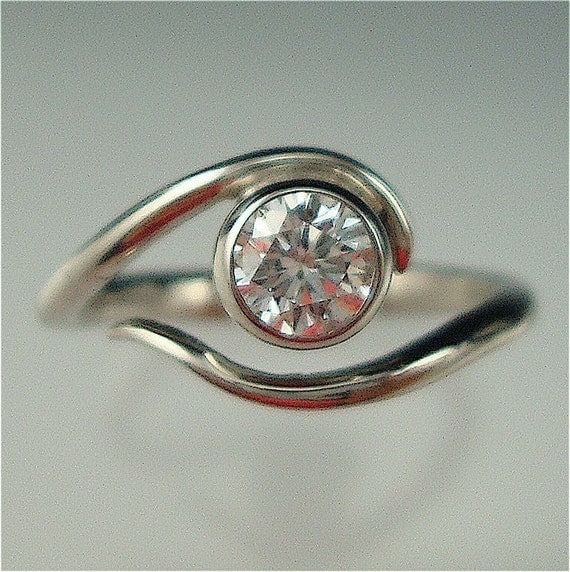 Items similar to Sterling Engagement Vine Ring w/ Moissanite on Etsy