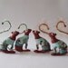 Baby Squirrel tiny companion Ornament and Decoration Soft Sculpture with Gold Eyes and green tail no2