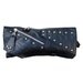 studded black leather clutch handmade one of a kind...