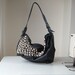 Coralie, studded black leather hobo bag purse, handmade