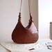 Rosaire, antiqued tan brown leather hobo shoulder bag, handmade.