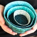 quilted soft sculpture nesting bowls - caribbean blue