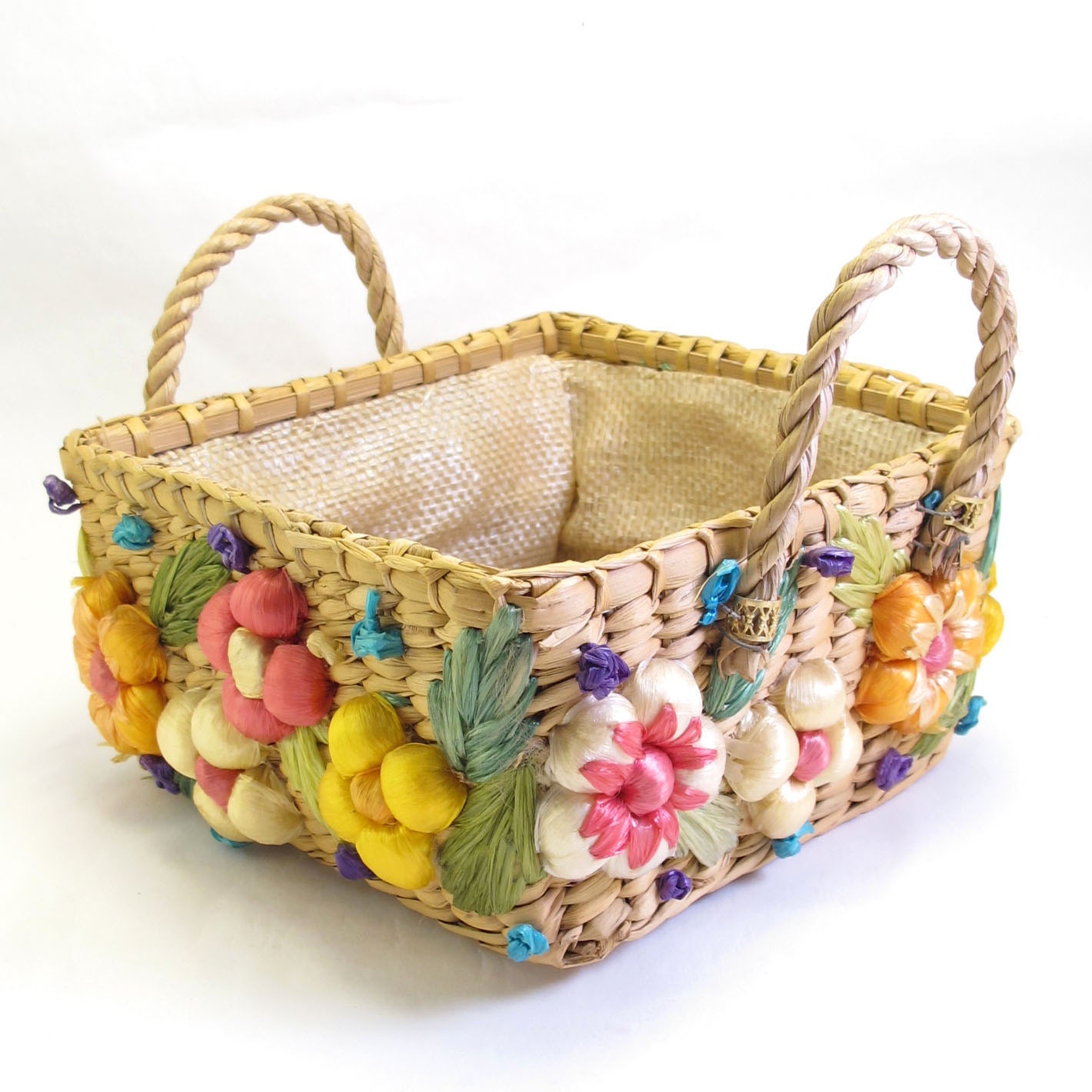 Vintage Flowered Produce Basket by VintagefromCrystal on Etsy