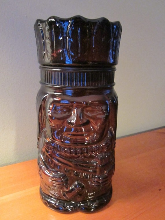 Vintage Glass Indian Cigar Humidor or Tobacco Jar