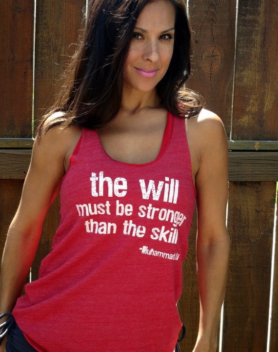 The Will Must Be Stronger Than the Skill.  Flowy Eco-Heather Racerback Tank Size LARGE