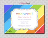 Rainbow Birthday Invitation - boy-girl- Digital Printable Birthday 5x7 Invite