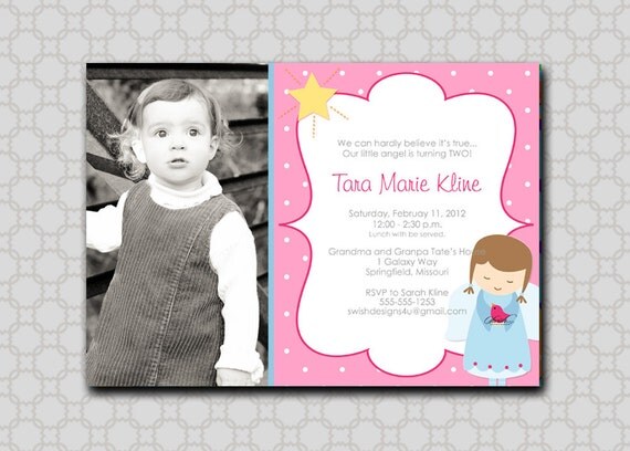Angel Birthday Party Invitation - printable diy party Il_570xn