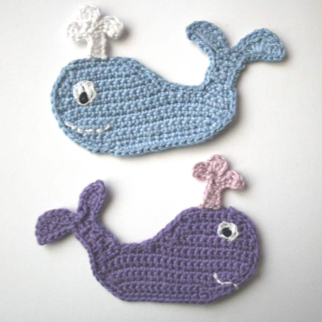 Crochet Whale Applique available in a variety of by nanasue